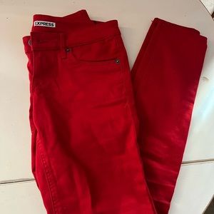Express red skinny jeans
